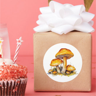 Redonda Pegatina de hongos de color acuático vibrante