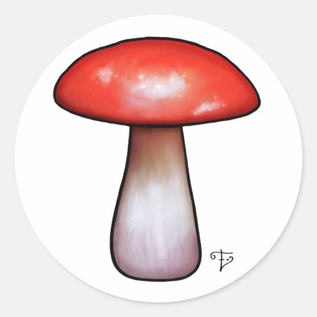 Redonda Pegatina de hongos del taller de Elfland (Anverso)