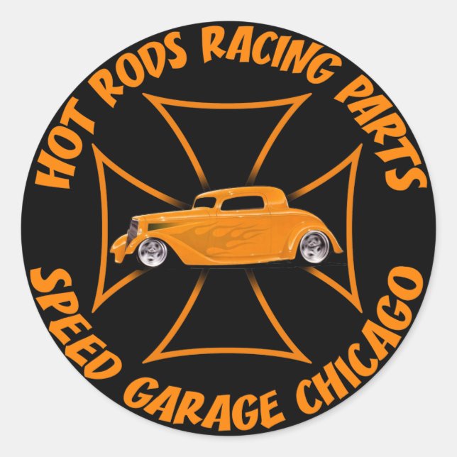 Redonda Pegatina de Hot Rods (Anverso)