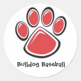 Redonda Pegatina de huella de bulldog de béisbol