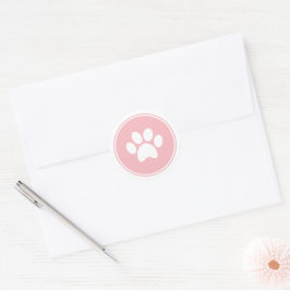 Redonda Pegatina de huella de pata rosa para invitaciones 