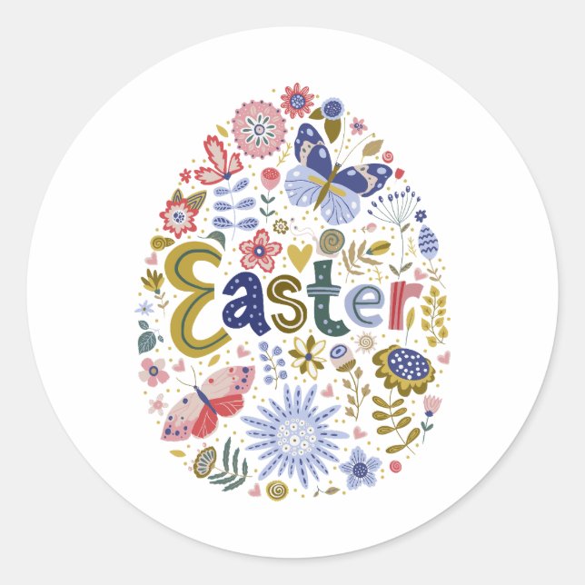 Redonda Pegatina de Huevo de Pascua (Anverso)
