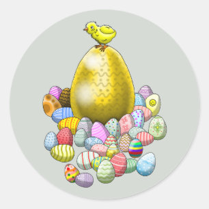 Redonda Pegatina de huevos de pascua de pollo