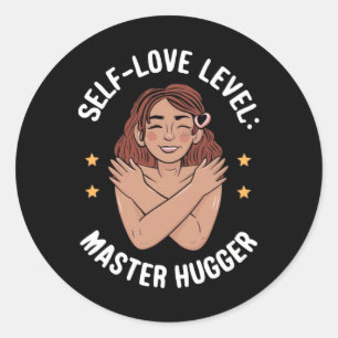 Redonda Pegatina de Hugger Master de nivel de amor propio