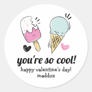 Redonda Pegatina de Ice Cream Valentine Favor