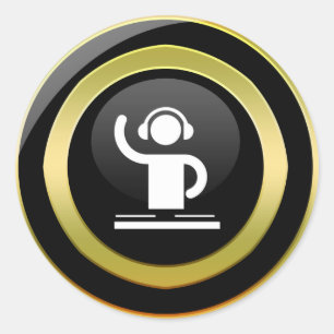 Redonda PEGATINA de iconos de DJ