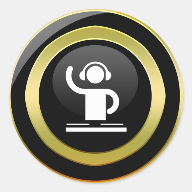 Redonda PEGATINA de iconos de DJ (Anverso)