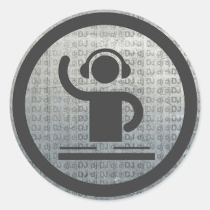 Redonda Pegatina de iconos de dj metálico