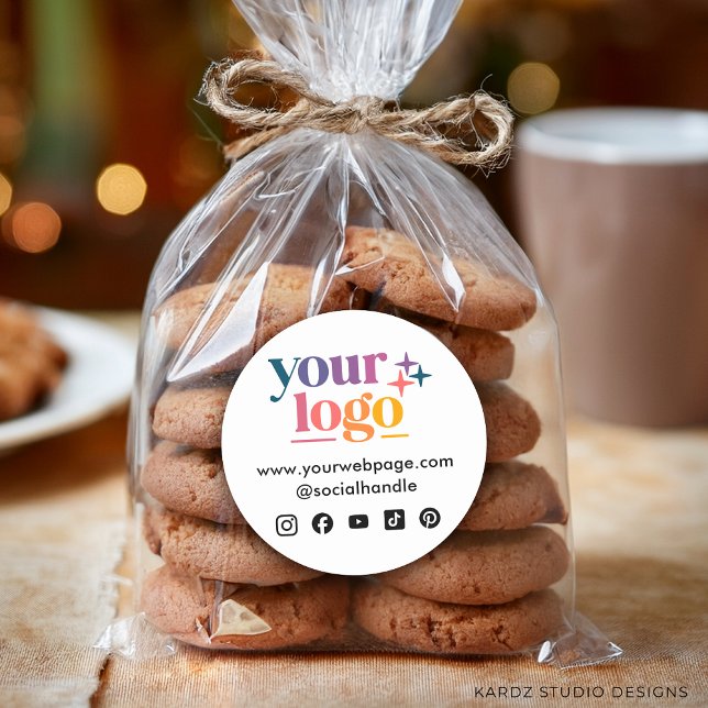 Redonda Pegatina de iconos del Personalizado de logotipos  (3 inch sticker shown, personalize and choose size before checkout.)