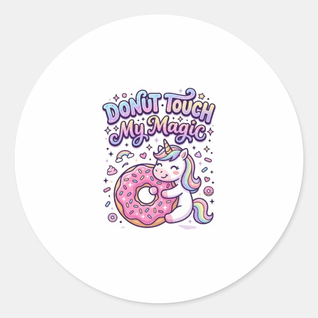 Redonda Pegatina de idea de regalo mágico de donut de unic (Anverso)