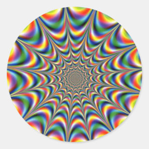 Redonda pegatina de ilusión óptica-fractal-throbbing