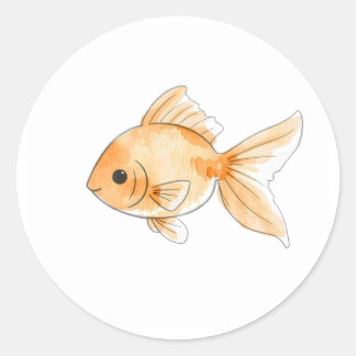 Redonda Pegatina de Ilustracion de acuarela de peces dorad