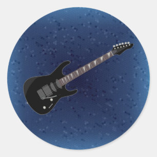 Redonda Pegatina de ilustracion de guitarra