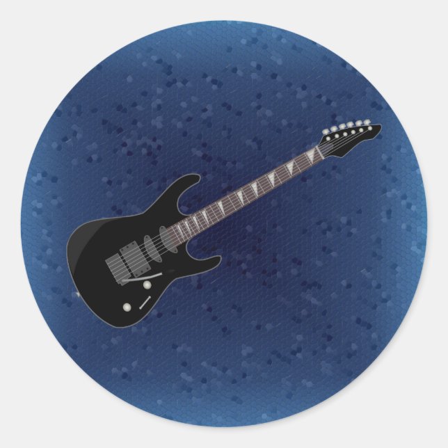 Redonda Pegatina de ilustracion de guitarra (Anverso)