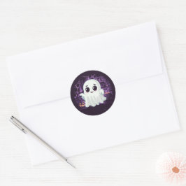 Redonda Pegatina de Ilustracion Ghost Halloween Cute
