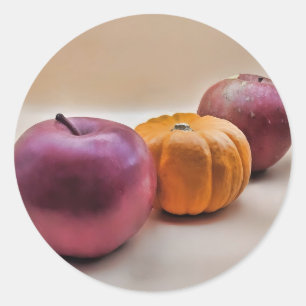 Redonda Pegatina de imágenes de Apple y Calabaza
