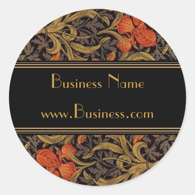 Redonda Pegatina de impresión de época William Morris Blac (Anverso)