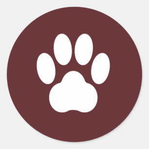 Redonda Pegatina de impresión de Maroon Paw