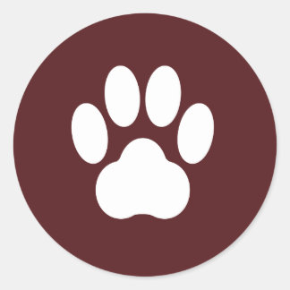 Redonda Pegatina de impresión de Maroon Paw