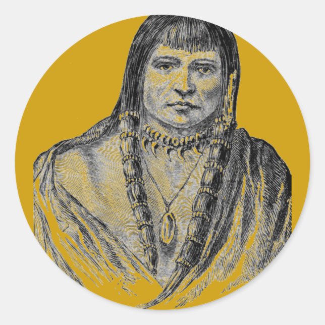 Redonda Pegatina de Indios Americanos (Anverso)