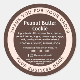 Redonda Pegatina de Ingredientes de Pastel de Alimentos de