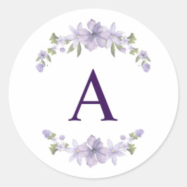 Redonda Pegatina de inicial floral | Monograma personaliza