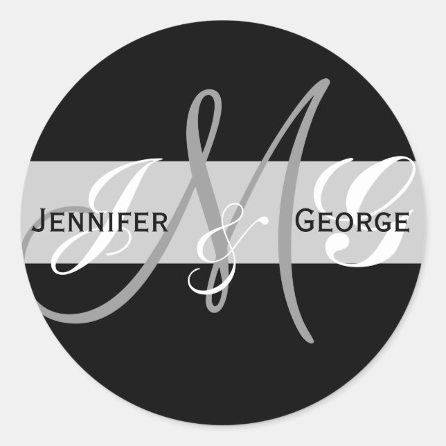 Redonda Pegatina de Iniciales de Monograma de Tres Letras (Anverso)