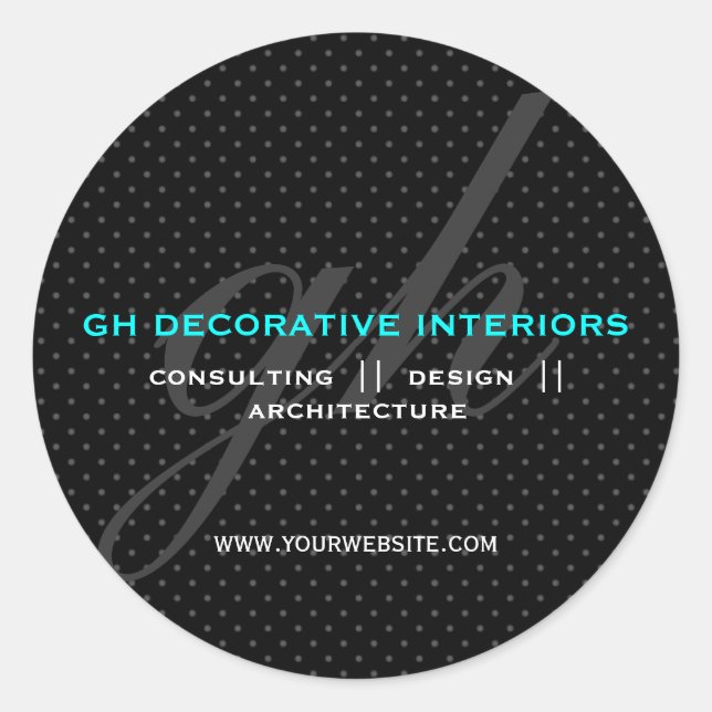 Redonda Pegatina de Iniciales de Puntos de Polka Sutiles (Anverso)