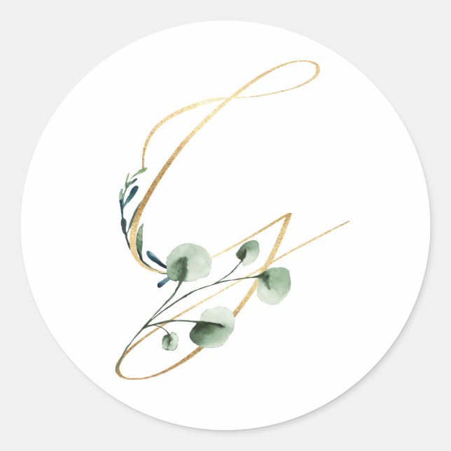 Redonda Pegatina de iniciales de vacaciones de invierno (Anverso)