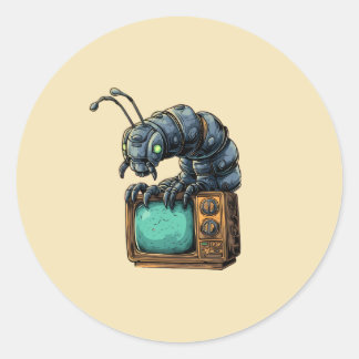 Redonda Pegatina de insecto de ciencia ficción de TV retro
