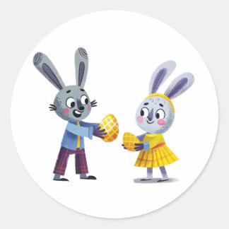 Redonda Pegatina de intercambio de conejo de Pascua