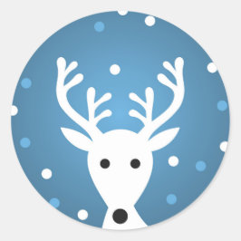 Redonda Pegatina de invierno azul de reno