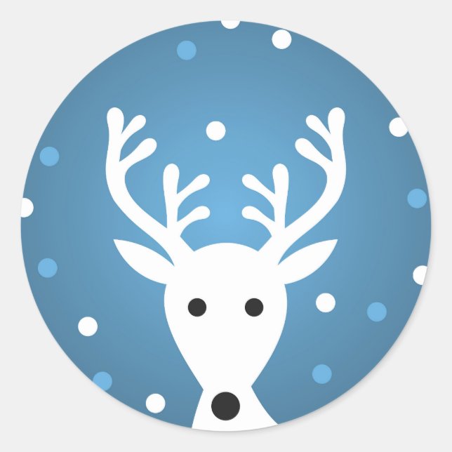 Redonda Pegatina de invierno azul de reno (Anverso)