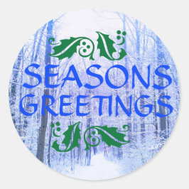 REDONDA PEGATINA DE INVIERNO WOODLAND DE SEASONS GREETININ