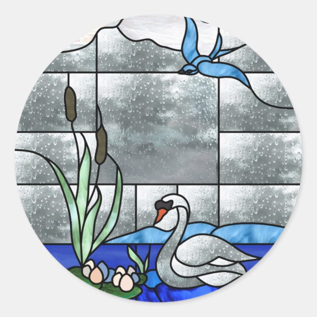 Redonda Pegatina de Invitación a Lago Swan (Anverso)