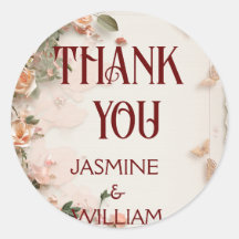 Pegatina de Invitación de Boda con Flores Elegante