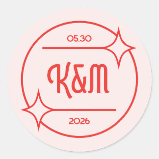 Redonda Pegatina de Invitación de Boda Inspirada en Diner
