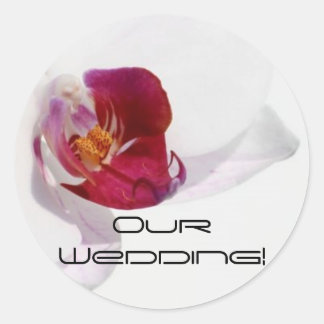 Redonda Pegatina de Invitación Orquídea ¡Nuestro Boda!