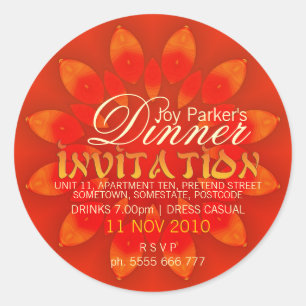 Redonda Pegatina de invitaciones a cenas exóticas asiáti