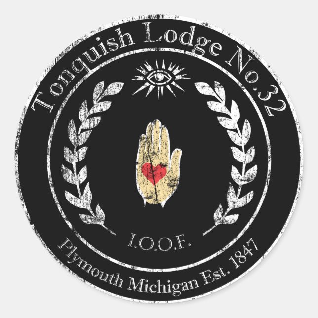 Redonda Pegatina de IOOF tonquesa - negro (Anverso)