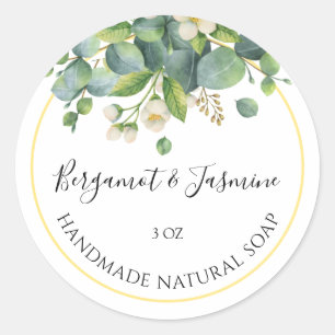 Redonda Pegatina de jabón hecho a mano Floral Bergamot y J