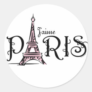 Redonda Pegatina de J'aime Paris