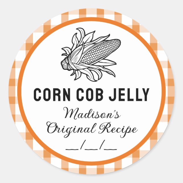 Redonda Pegatina de jalea de mazorca con patrón de cuadros (Anverso)