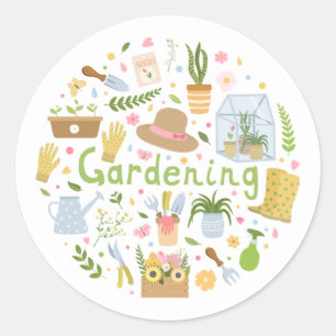 Redonda Pegatina de jardinería minimalista vibraciones b