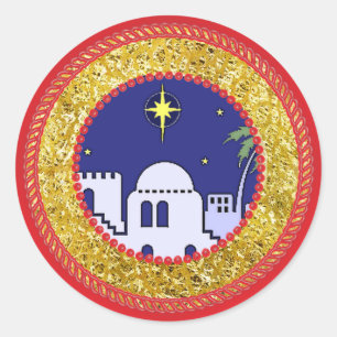 Redonda Pegatina de Jesse Tree Town de Belén #2