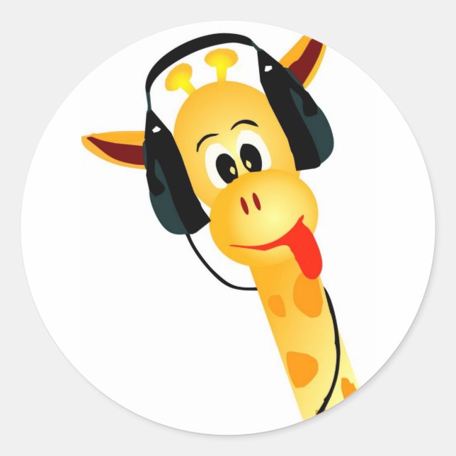 Redonda pegatina de jirafa divertida (Anverso)