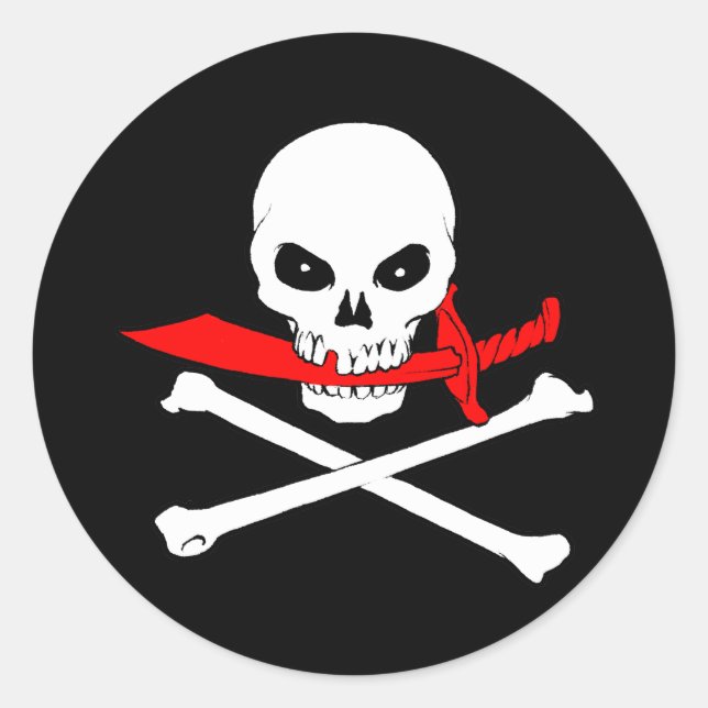Redonda Pegatina de Jolly Roger (Anverso)