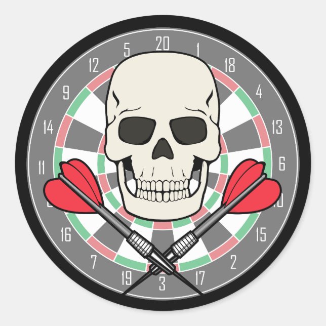 Redonda Pegatina de Jolly Roger Dartboard (Anverso)