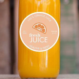 Redonda Pegatina de Jugo de Naranja Fresco   Botella de Ju