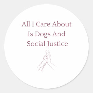 Redonda Pegatina De Justicia Social Y Perros